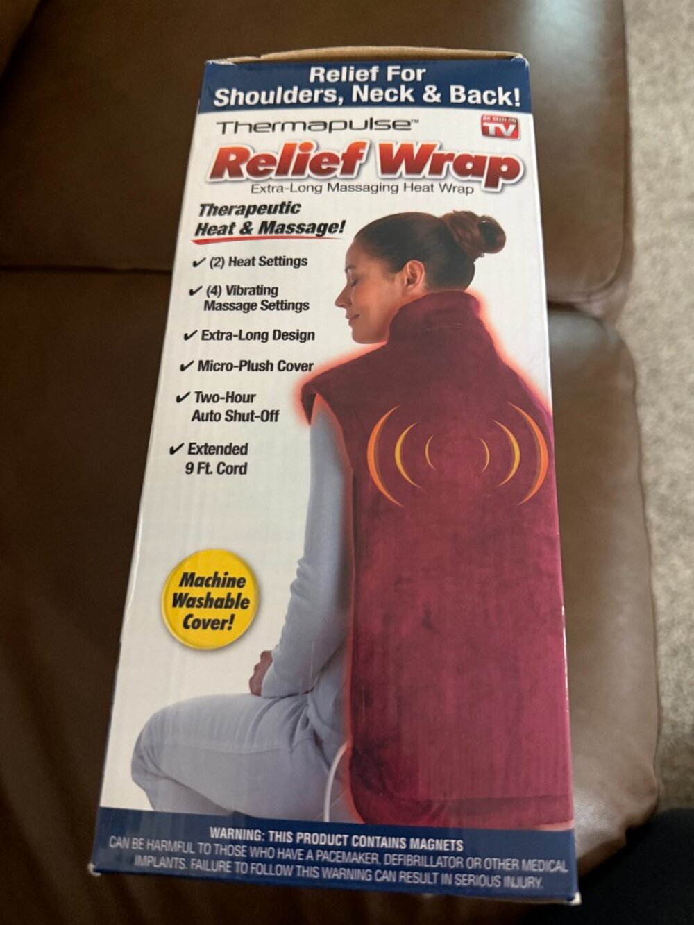 🔥 Thermapulse Relief Wrap – Heated Shoulder, Neck & Back Massaging Wrap (Burgun